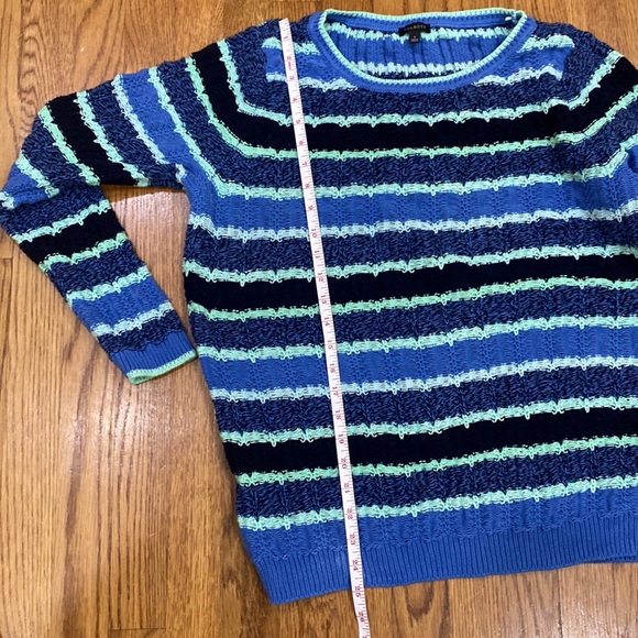 Talbots Open Knit 100% Cotton Striped Sweater Size Large - Picture 8 of 9